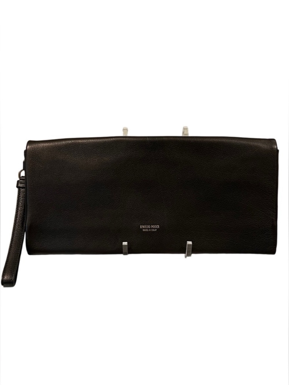 Emilio Pucci Dark Brown Leather Wristlet EUC